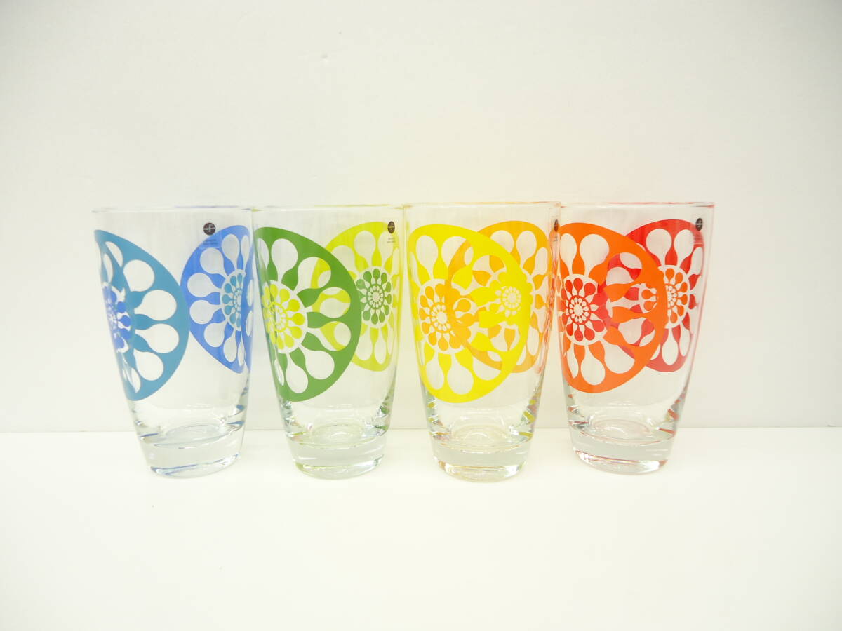 4151 食器祭 未使用 Sagaform OCEAN グラス 花柄 4セット サガフォルム オーシャン
