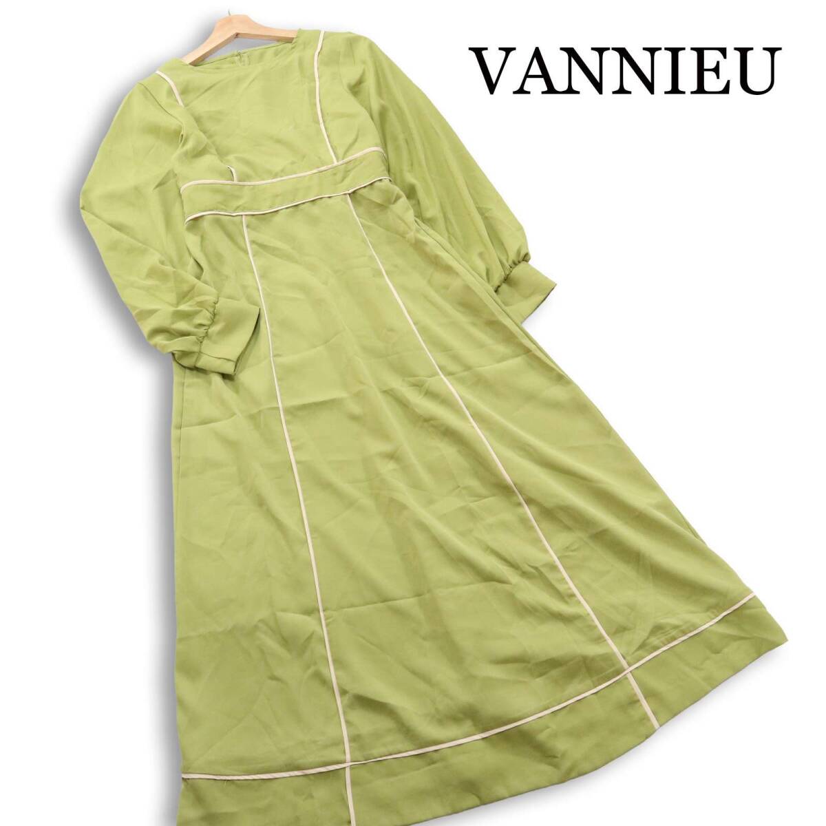 VANNIE U ヴァニーユー 通年★ 長袖 バイカラー パイピング ワンピース Sz.Free レディース