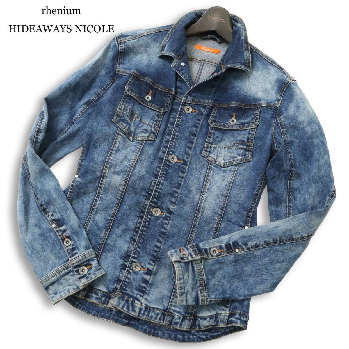 rhenium HIDEAWAYS NICOLE ハイダウェイ ニコル 通年 USED加工★ 長袖 デニム ワーク シャツ ジャケット Sz.46 メンズ