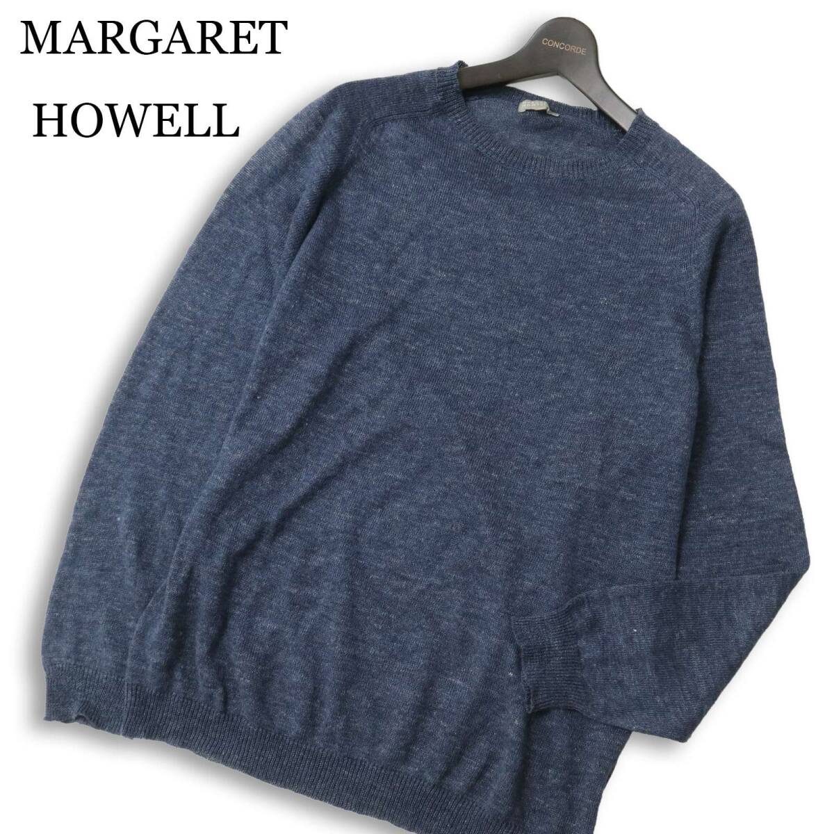 MARGARET HOWELL マーガレットハウエル 春夏 麻 リネン★ ニット セーター カットソー Sz.3L メンズ 大きいサイズ 特大