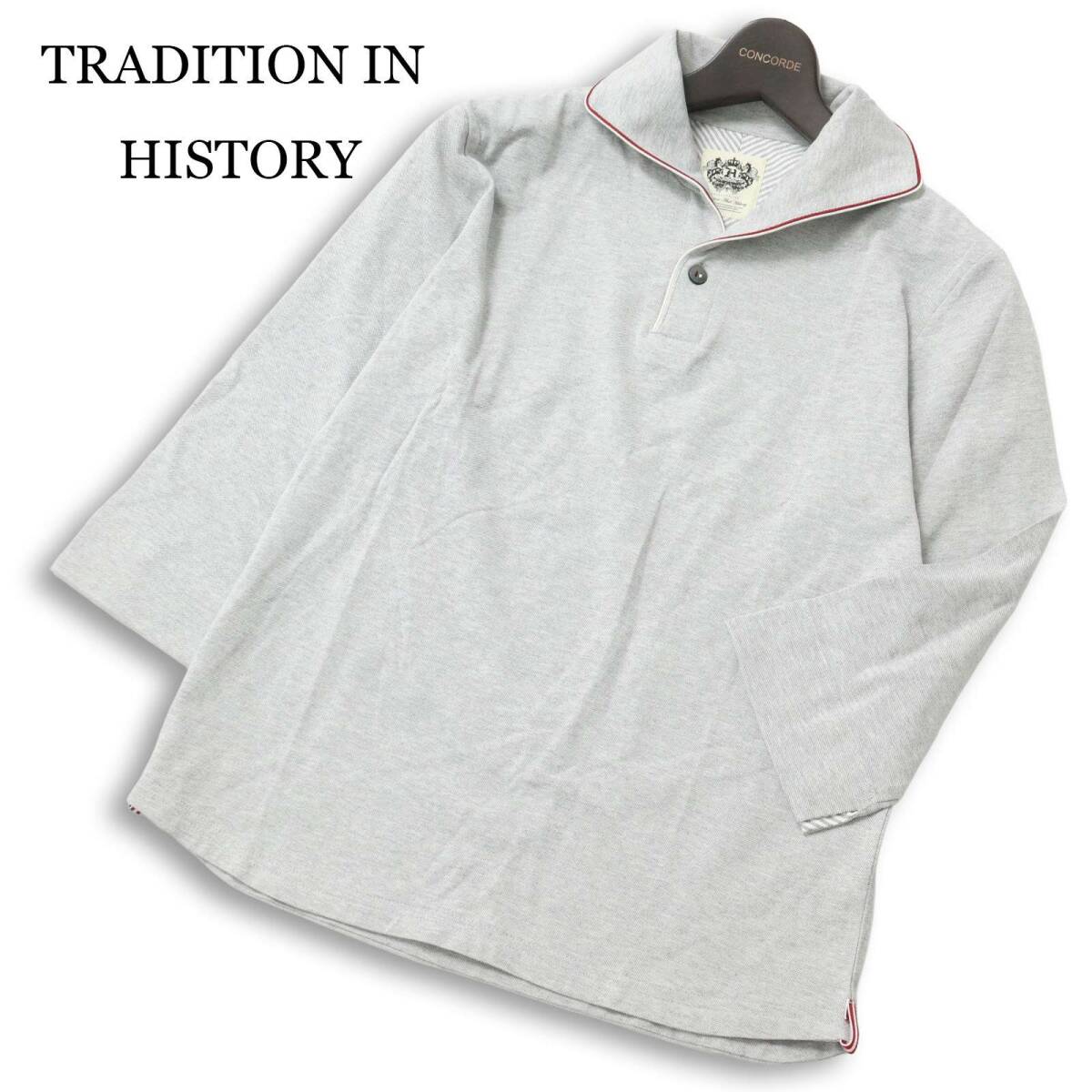 【美品】HIGH STREET ハイストリート 春夏★ 7分袖 鹿の子 プルオーバー カプリ シャツ 日本製 Sz.M メンズ グレー