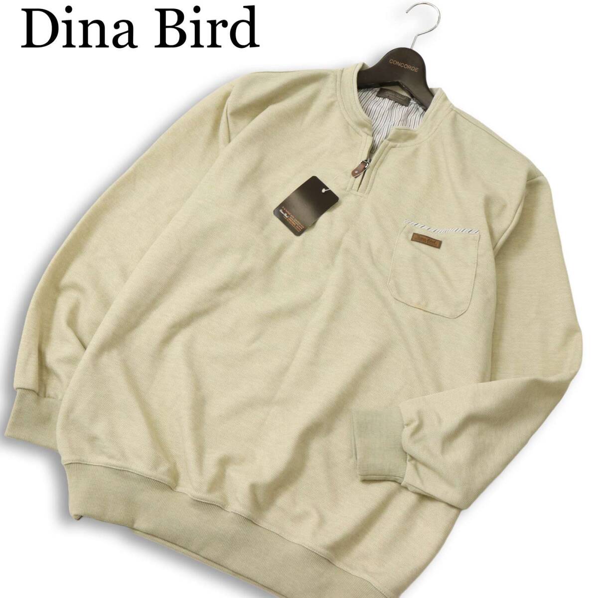 未使用★ Dina Bird ディナバード 通年★ ロゴ ハーフジップ トレーナー 大きいサイズ Sz.LL メンズ