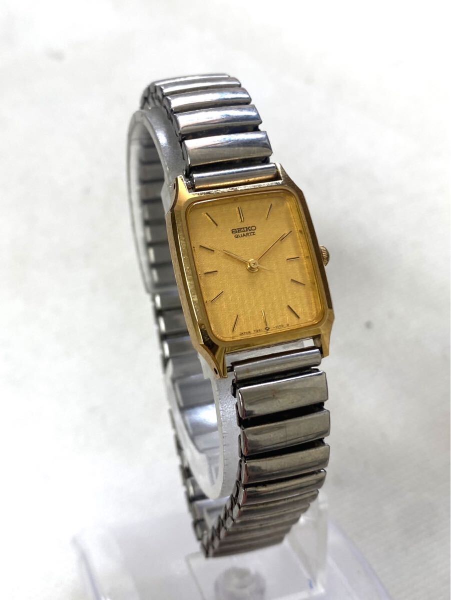 SEIKO セイコー 7321-5690 レディース 腕時計 クォーツ スクエアフェイス ゴールド文字盤 未稼働 mt021701