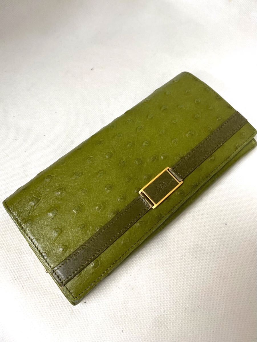 Aroma Elegance レザー 二つ折り 長財布 グリーン レディース sy051301