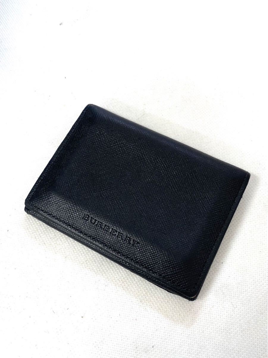 バーバリー BURBERRY レザー 二つ折り カードケース カード入れ 定期入れ 黒 ブラック 名刺入れ im031904