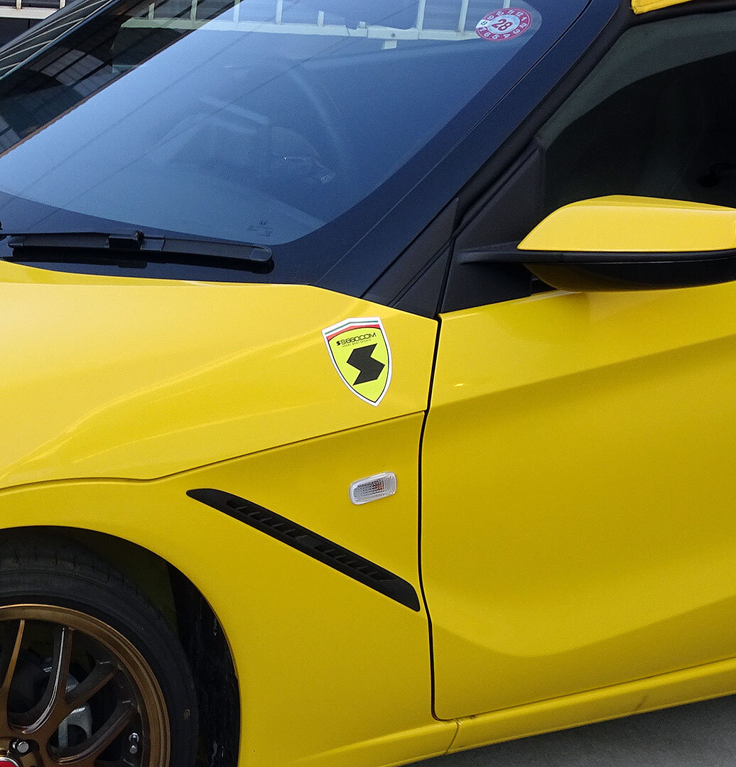 絶版品☆S660.COM SPIDER　フェンダーエンブレムステッカー・2枚セット 縦98mm×横72mm ロゴ | デカール | JW5 | 新品 | 未使用 | 送料無料