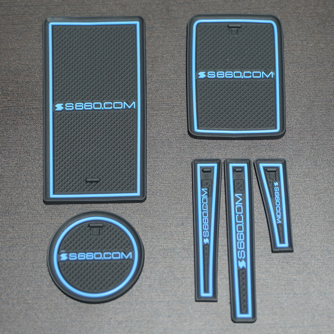 新品・未使用・B級☆S660 JW5　インテリアラバーマット（すべり止めシート）　ブラック×ブルーライン　6ピース　カタカタ音防止 送料無料