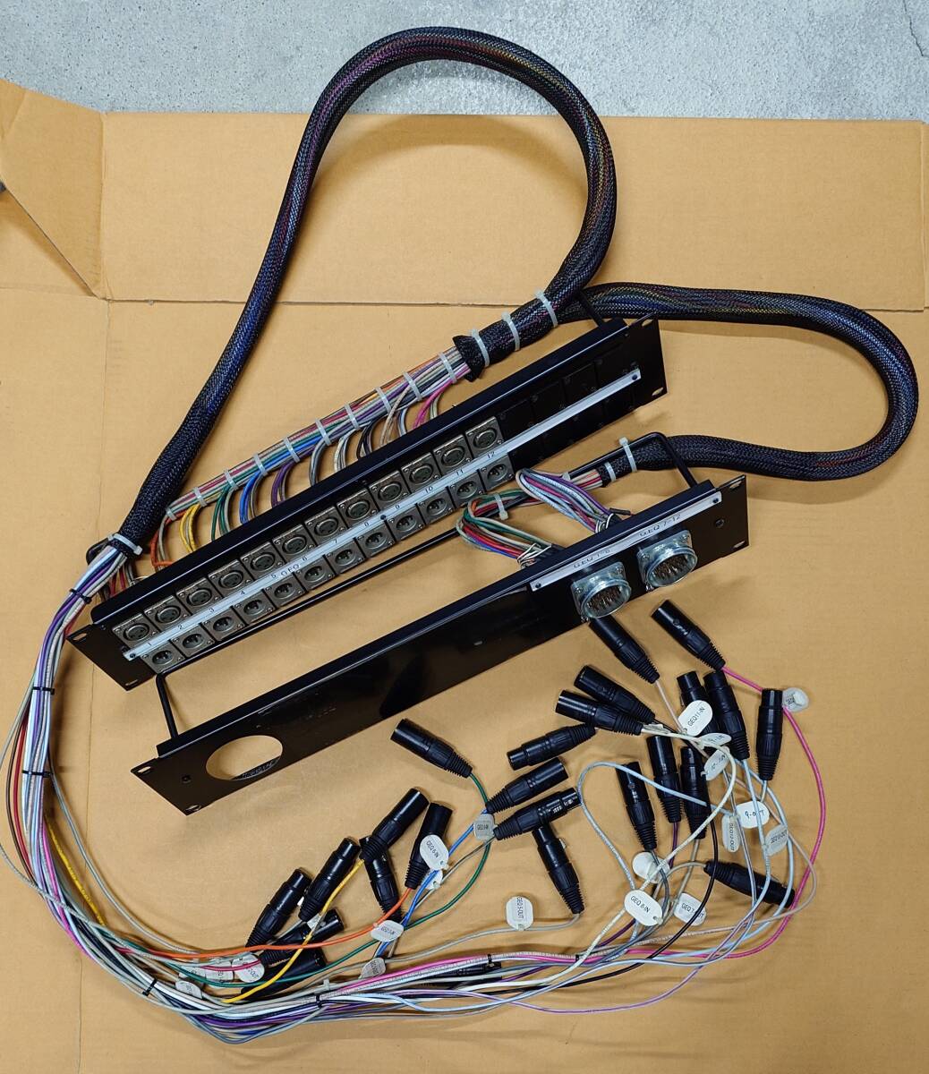 12ch マルチ 2系統 キャノン変換 2U パネル 2枚 中古品 BELDEN ケーブル NEUTRIK XLR 11C メス 12C オス 導通チェック済 ※ジャンク扱い品