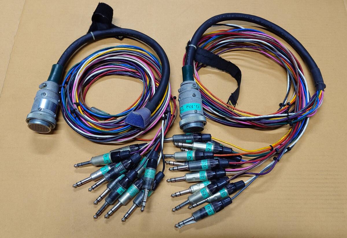 CANARE 12ch 先バラ 変換ケーブル JAE NK27 メス バレルアダプタ付 NEUTRIK TRS 3P 約2m 2本Set 中古品 導通チェック済 ※ジャンク扱い品