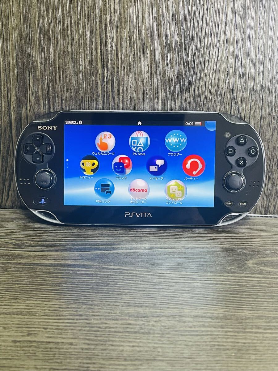 No.28 SONY PlayStation Vita PCH-1100 ブラック 本体 Wi-Fi/3Gモデル 動作確認済み 中古 16GBメモリーカード付き