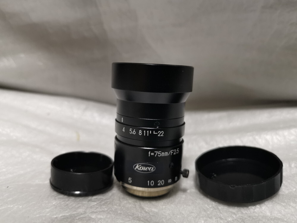 ★未使用に近い★ Kowa/興和 LM75JC1MS Cマウントレンズ 75mm F2.5 2/3"型 200万画素 (Keyence CA-LH75同型品)
