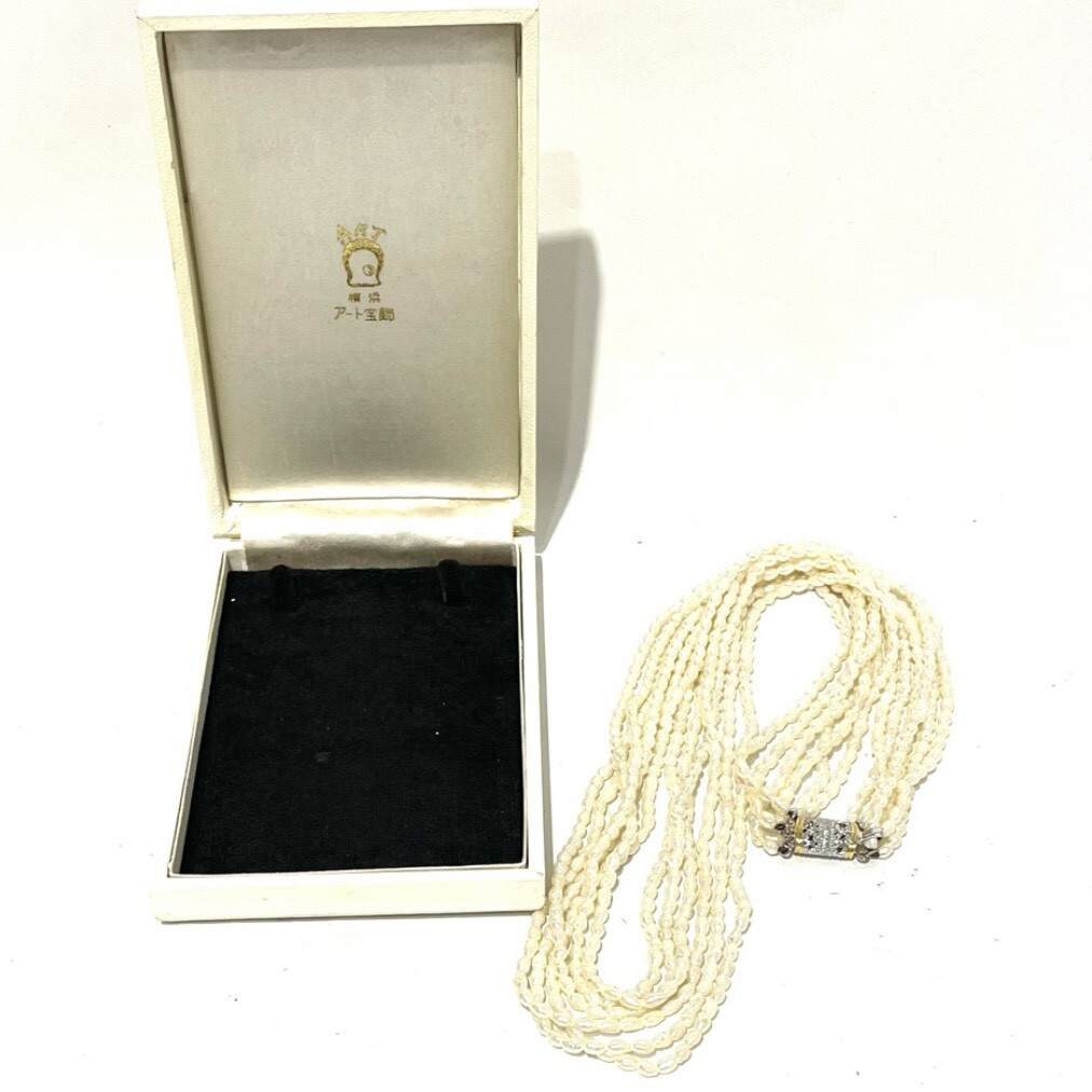 km-204 パール ネックレス 6連 アクセサリー 箱付き C115-11