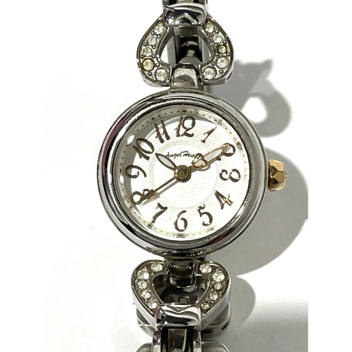 sk-58 Angel Heart エンジェルハート PH19 QZ 白文字盤 レディース 腕時計 ハート ストーン 現状品 A136-4
