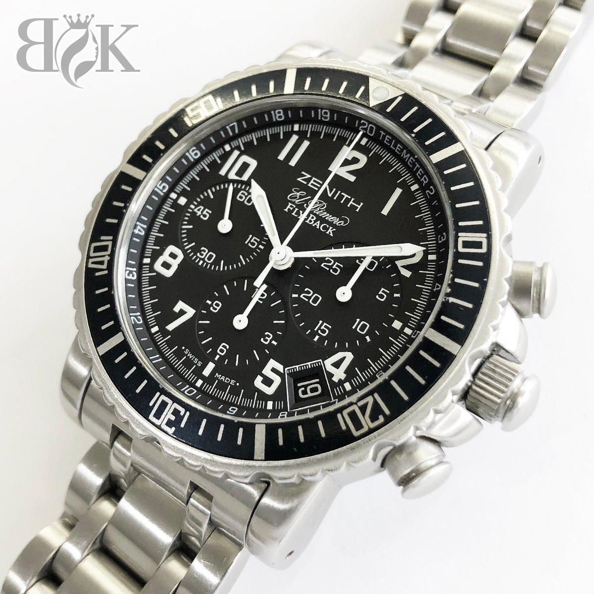 ゼニス エル プリメロ レインボーフライバック 02.0470.405/25 2019年OH済み デイト 自動巻き 黒文字盤 ZENITH ♭ ∞