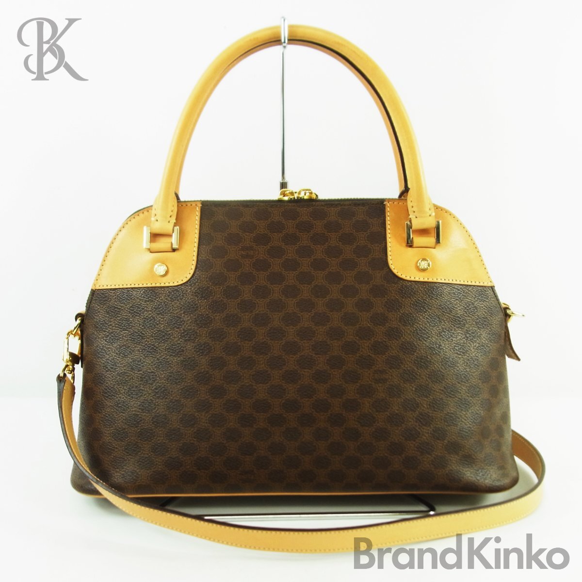 セリーヌ マカダム柄 2WAY ハンドバッグ ショルダーバッグ ブラウン系 CELINE ■