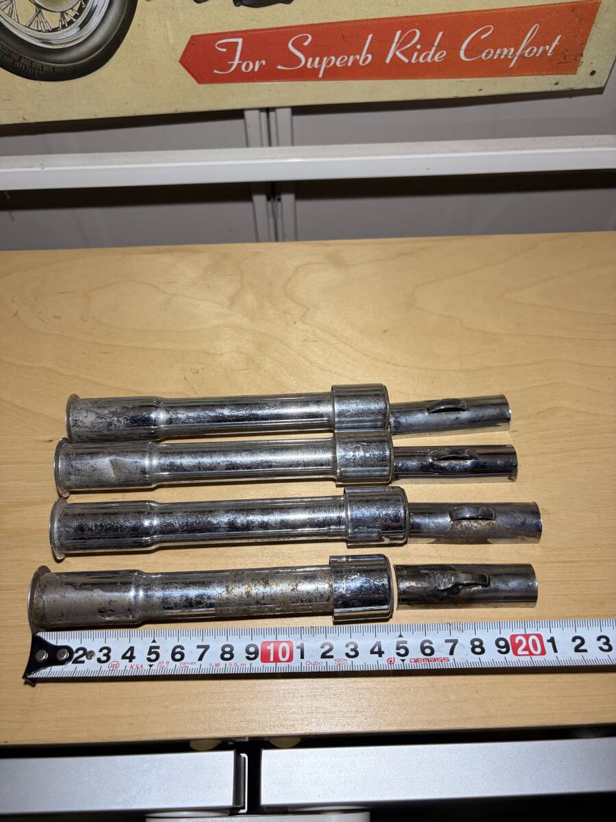 ビンテージ ハーレー ナックル パン ショベル ヘッド プッシュロッド カバー 4本 ジャンク 1本溶接長さ違い レストア用