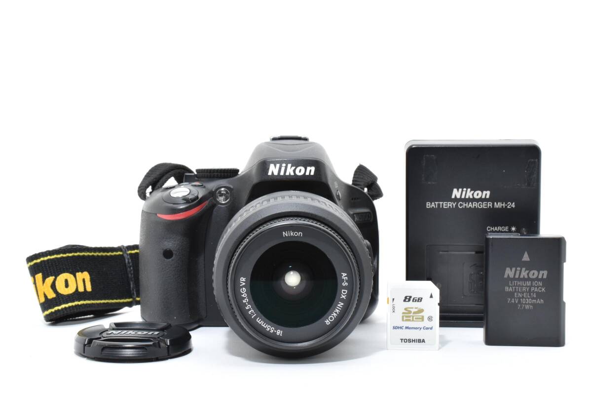 Nikon D5100 デジタル一眼レフ AF-S 18-55mm VR レンズ付 バッテリー 充電器 SDカード付 動作確認済