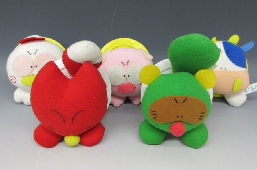 [ZEROnet] 緑のたぬき 赤いきつね 非売品 牛丼 親子丼 かつ丼 ぬいぐるみ 人形 5点セット まとめて インスタント レア 現状品 ％H83-48
