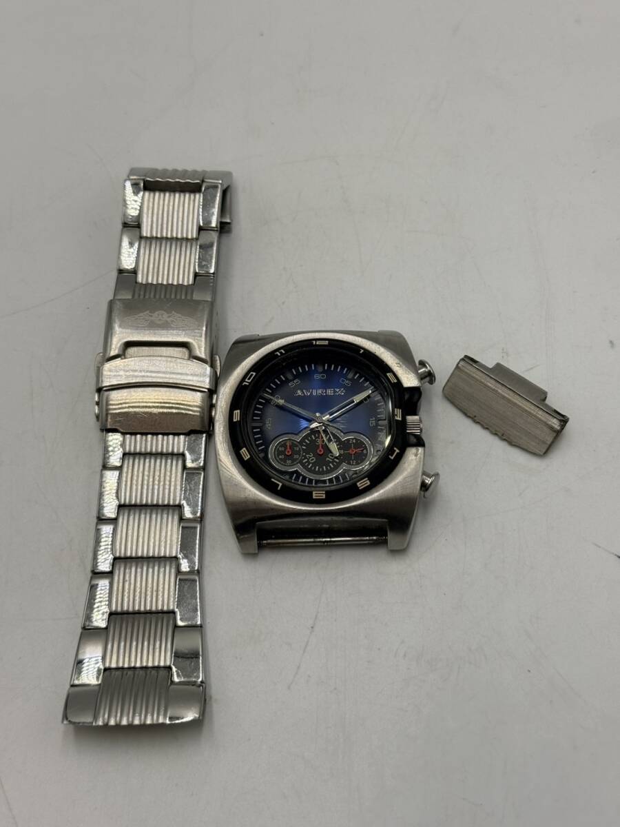 AVIREX アヴィレックス クロノグラフ クォーツ AX005M 腕時計 メンズ ウォッチ ミリタリー 電池切れ 現状品 A3246-1