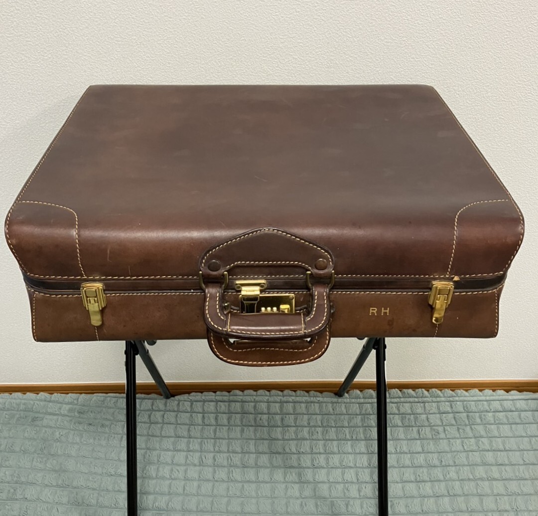 状態良好！ PRESTO 本革 レザー 大型 旅行鞄 スーツケース トランク 横幅62cm×縦幅48cm×奥行19cm
