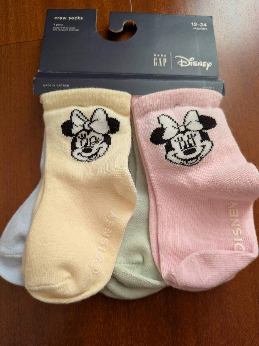 【未着用新品】ディズニー／ミニーちゃん ソックス4足セット 12〜24ヶ月サイズ