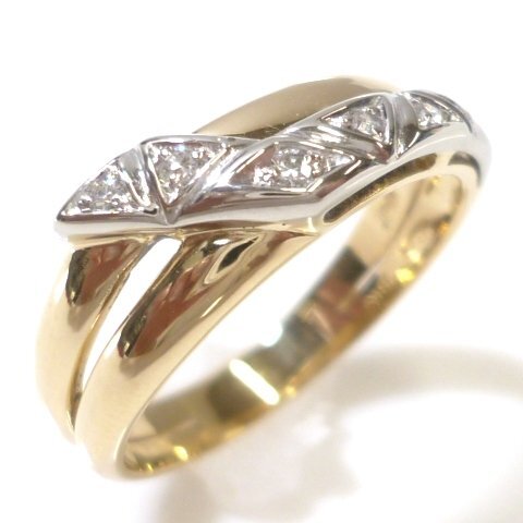 【18KT】ダミアーニ デザイン リング 14号 3.9g イエローゴールド K18 18金 750 ストーン付 新品仕上済 指輪 Damiani 【ネコポスOK】 ◇J
