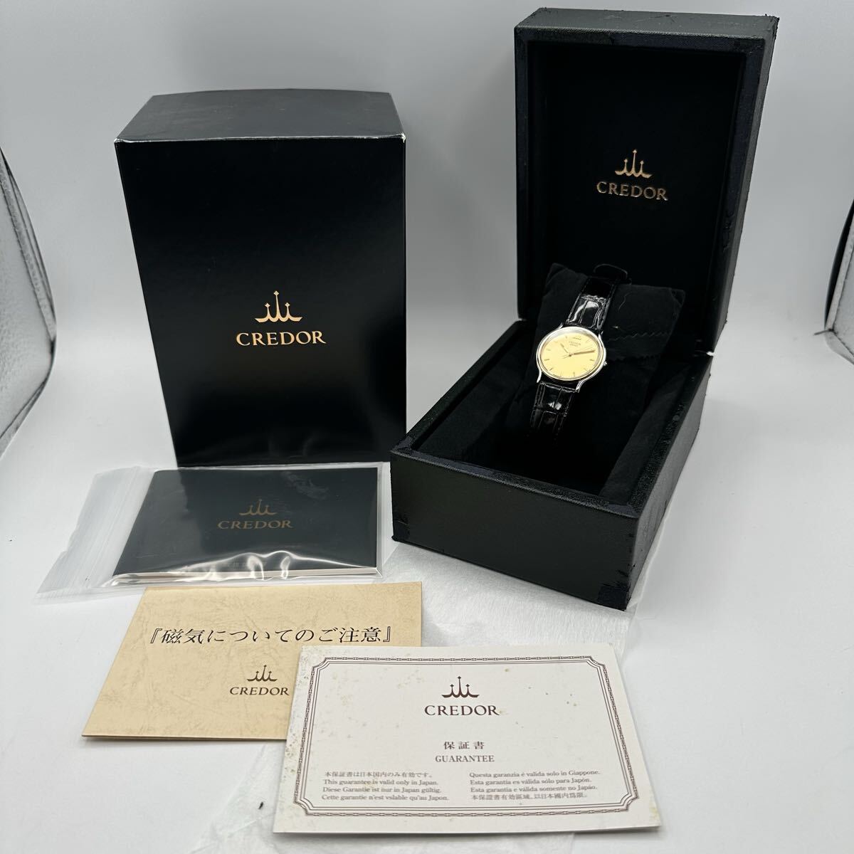 【X2232-i】腕時計 CREDOR SEIKO 8J81-6B00 クレドール 18KT + ST.steel bezel ゴールド