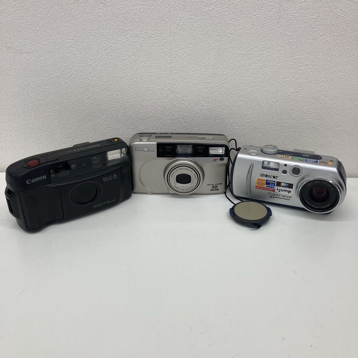 【C2246-j】 カメラ フィルムカメラ 3点 まとめ　SONY DSC-P50 MINOLTA RIVA ZOOM 90 CANON autoboy TELE 6 コンパクト　動作未確認