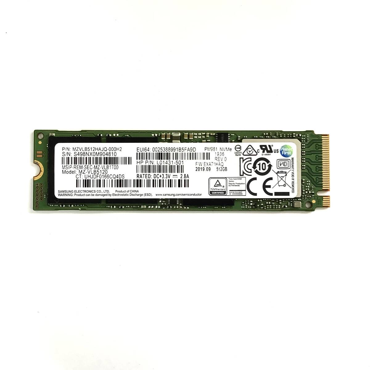 S80327153 SAMSUNG NVMe 512GB SSD 1点 使用時間:3508【中古動作品】080615