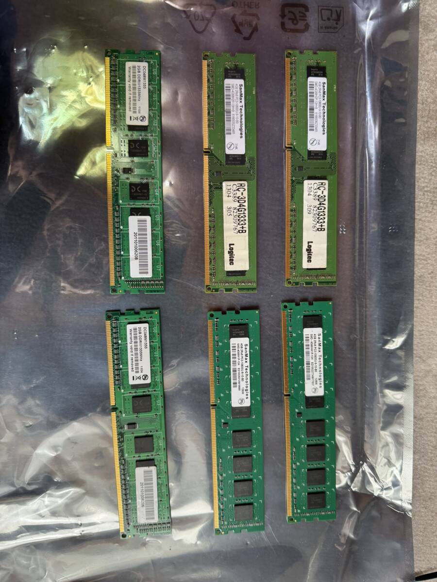 中古 DDR3 SDRAM ジャンクメモリー10枚セット (動作未確認) 合計36GB CRUTIAL SANMAX等 高級品・バルク品