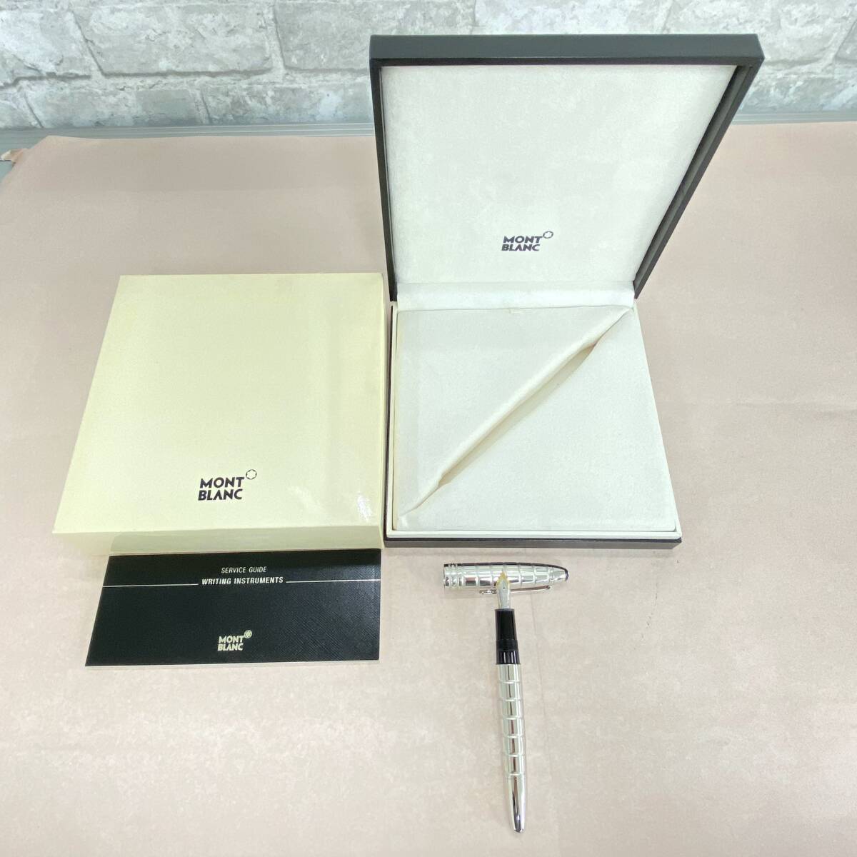 『KR1』万年筆 Mont Blanc モンブラン マイスターシュテック ソリテール プラチナプレート ファセット ペン先:18K 箱付き 現状品