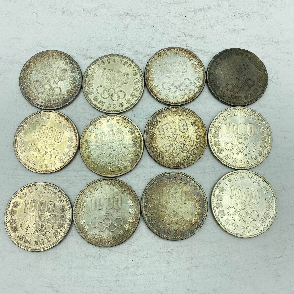 『ON1』銀貨　総額面￥12.000-　東京オリンピック1000円銀貨ｘ12　1964年　昭和39年　記念硬貨　古銭　コレクターズ品　現状品