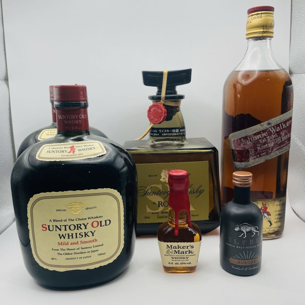 ウイスキー まとめ売り 未開栓 サントリー SUNTORY OLD ジョニーウォーカー メーカーズマーク ウルフバーンオーロラ 6点セット