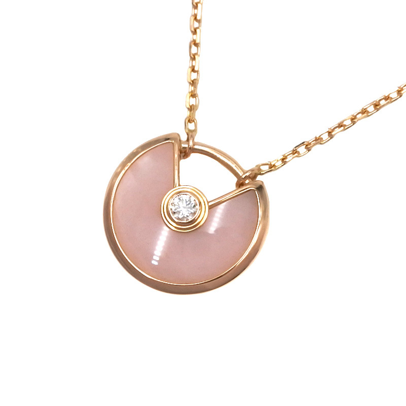 23305 カルティエ【Cartier】アミュレット ドゥ カルティエ ネックレス XS 1Pダイヤモンド K18PG 750 ピンクゴールド ピンクオパール 