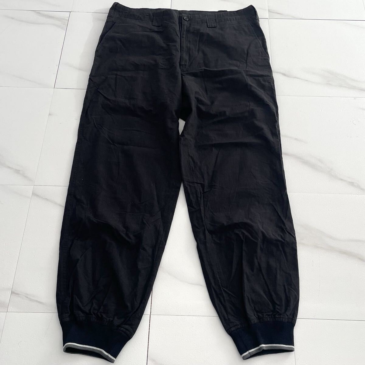 極美品◆Y's for men イージーパンツ 裾ゴム フルレングス ブラック 黒 コットン 綿 3サイズ L位 メンズ ワイズフォーメン ヨウジヤマモト