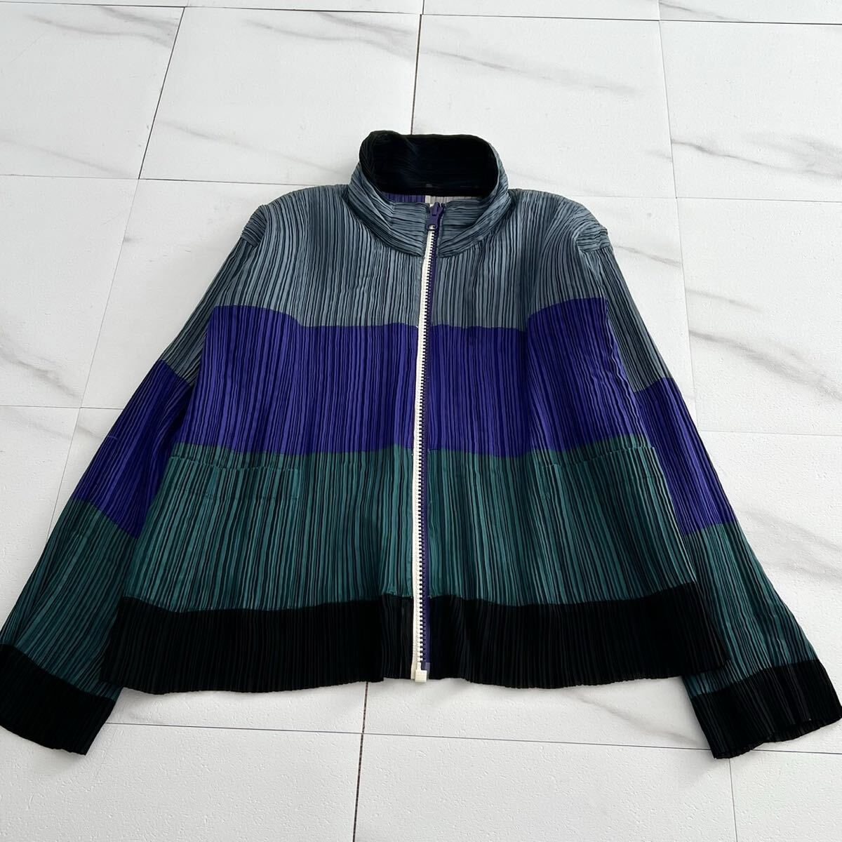 未使用に近い 95AW◆ISSEY MIYAKE 2way リバーシブルジャケット ブルゾン プリーツ 短丈 マルチカラー メンズ archive イッセイミヤケ