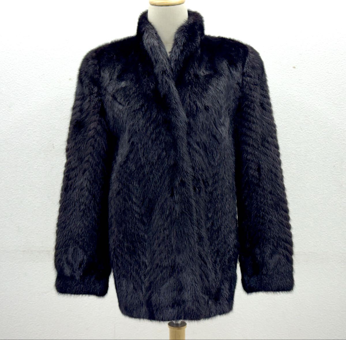 Elegance L fur ミンク 毛皮 ミンクコート MINK ブラック フリーサイズ ファー リアルファー 毛皮コート■兵庫県姫路市から c2 26-568