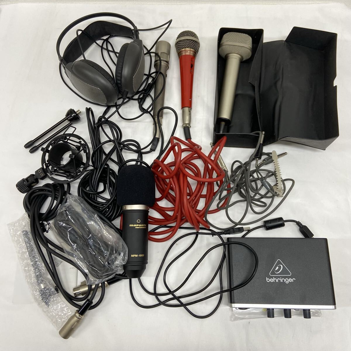 オーディオ機材 配信機材 まとめ Behringer UMC22 / Marantz MPM-1000 セット/ Sony ECM-99 / AKG K-66 / UD-975 DM-V8 ケーブル付 現状品