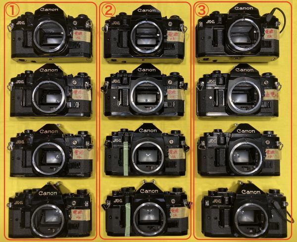【ジャンクカメラ】CANON キヤノン A-1 まとめて12台(通電OK品11台）