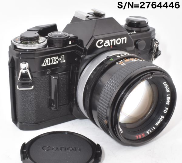 【シャッタースピードと露出計確認済、バッテリーカバー割れ補修済み】CANON AE-1 ブラック＋FD50mm f1.4 S.S.C.(2764446_J45)