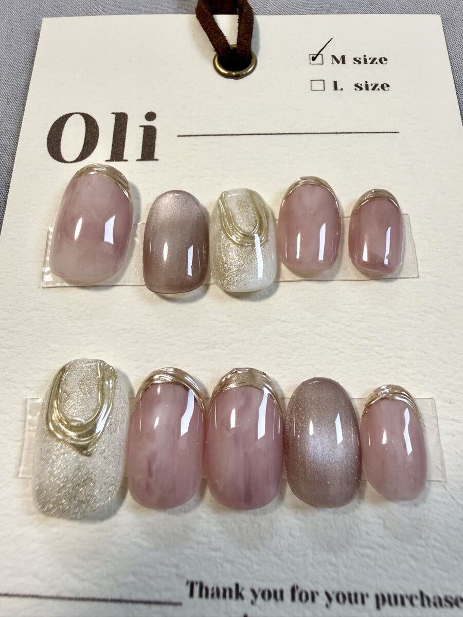 【新品】Oli ネイルチップ　ピンク系　10本　（ピンクネイル・ニュアンスネイル・ミラーネイル・ぷっくりネイル）