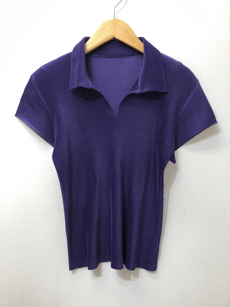 127☆PLEATS PLEASE ISSEY MIYAKE プリーツプリーズ☆細プリーツ スキッパー【3】パープル
