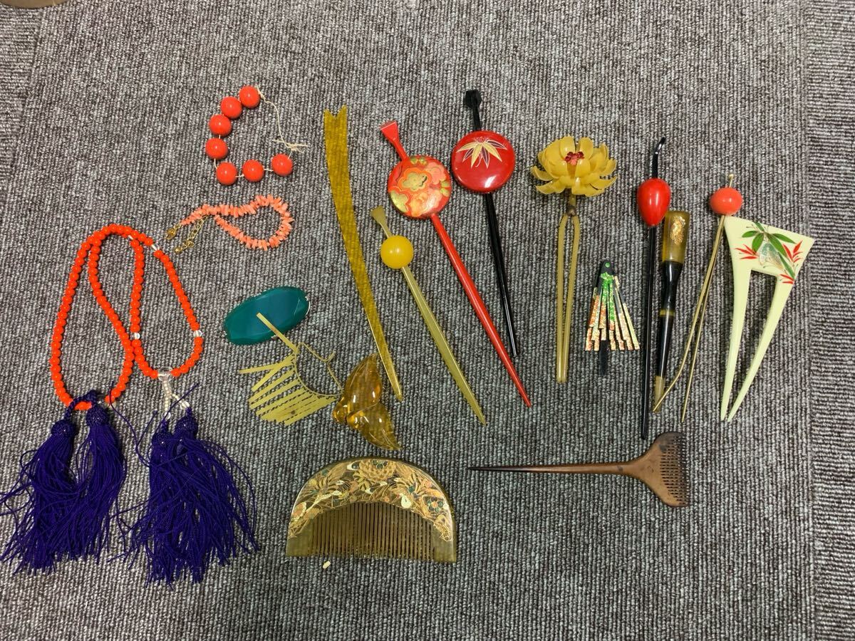 1円スタート 20886 かんざしまとめ売り 髪飾り 帯留 和装小物 アクセサリー 和風小物 レディース くし 髪留め ブレスレット 小物