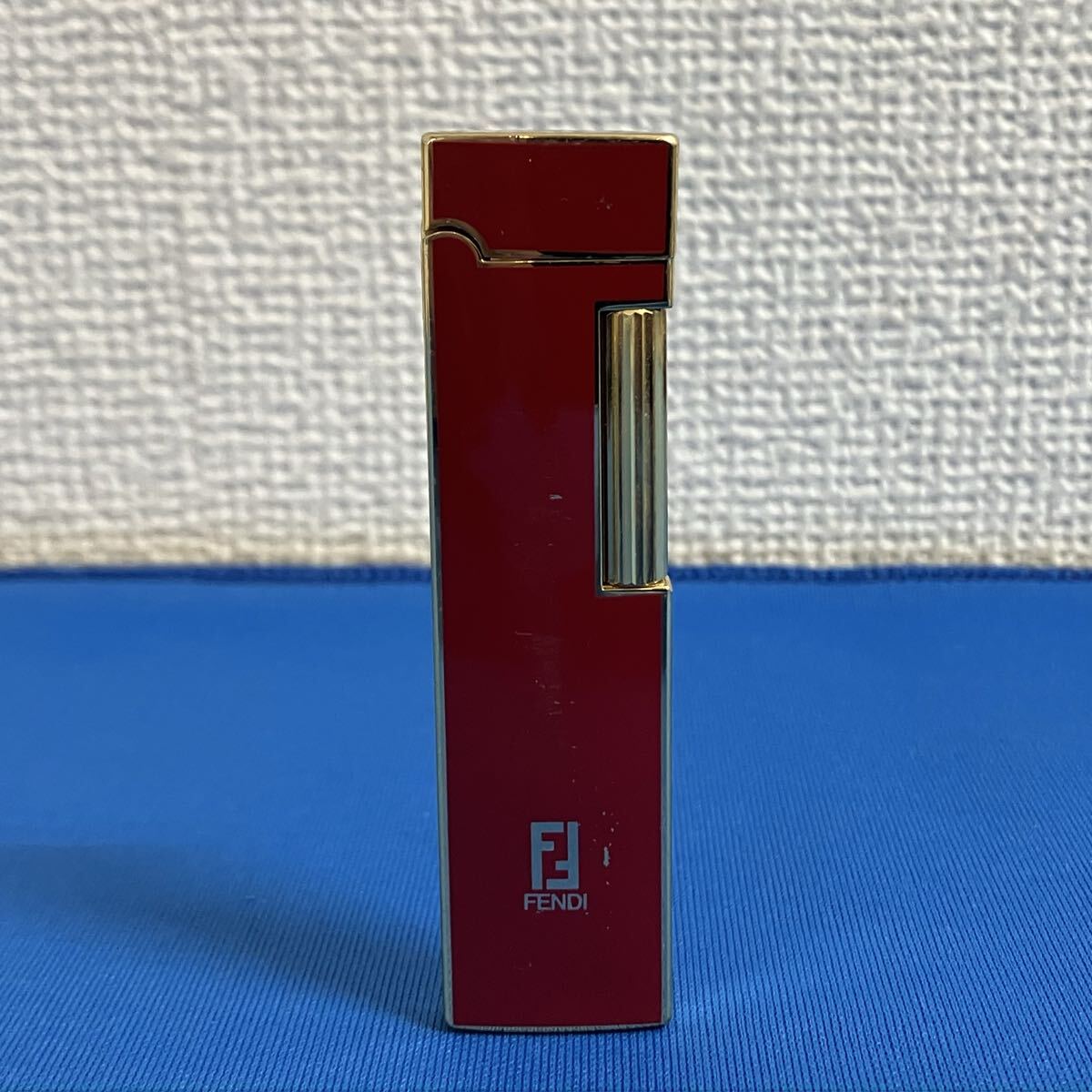 FENDI フェンディ ガスライター ボルドー×ゴールド 着火未確認