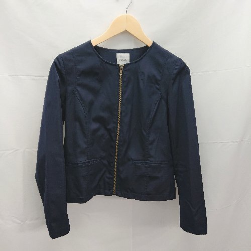 ◇ OPAQUE.CLIP オペーク ドット クリップ ジップアップ ポケット付き 長袖 ジャケット　ブルゾン サイズ38/M ネイビー E