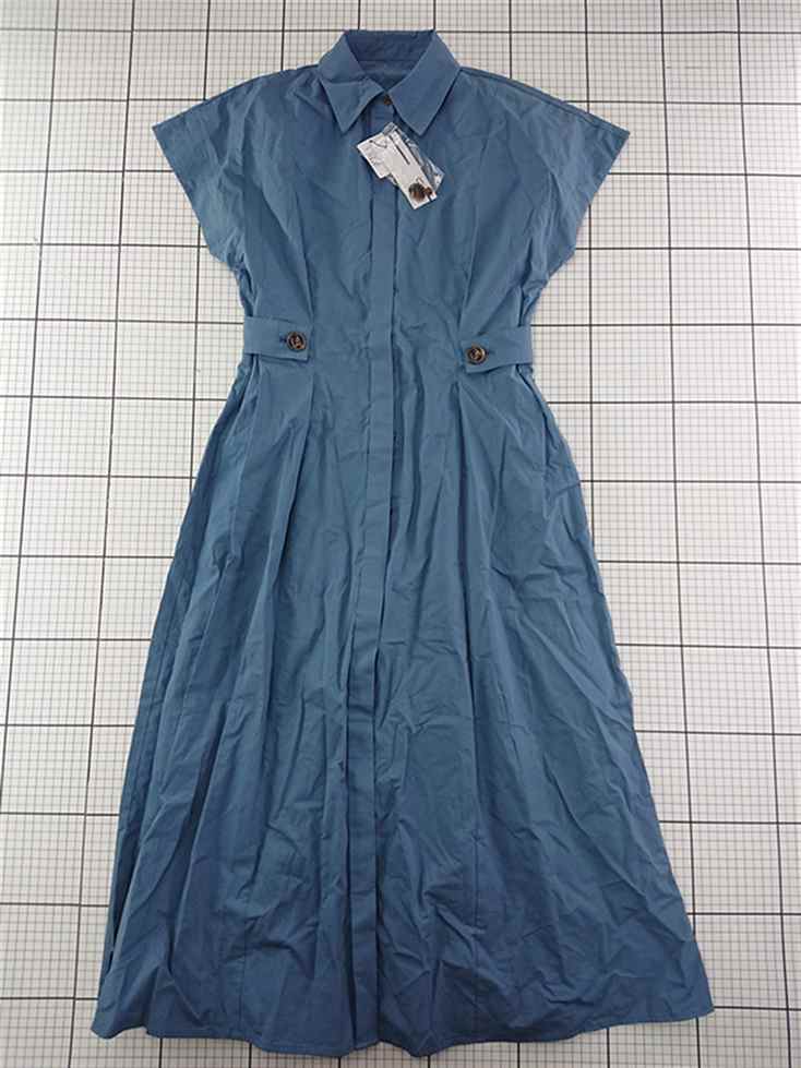 ◇ ⊂ エヌ n_ 166-3140610 コットンシャツワンピース ブルー系 M レディース E