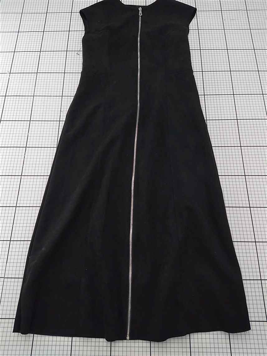 ◇ Θ ザラ ZARA フロントジップワンピース ブラック系 レディース Lサイズ E