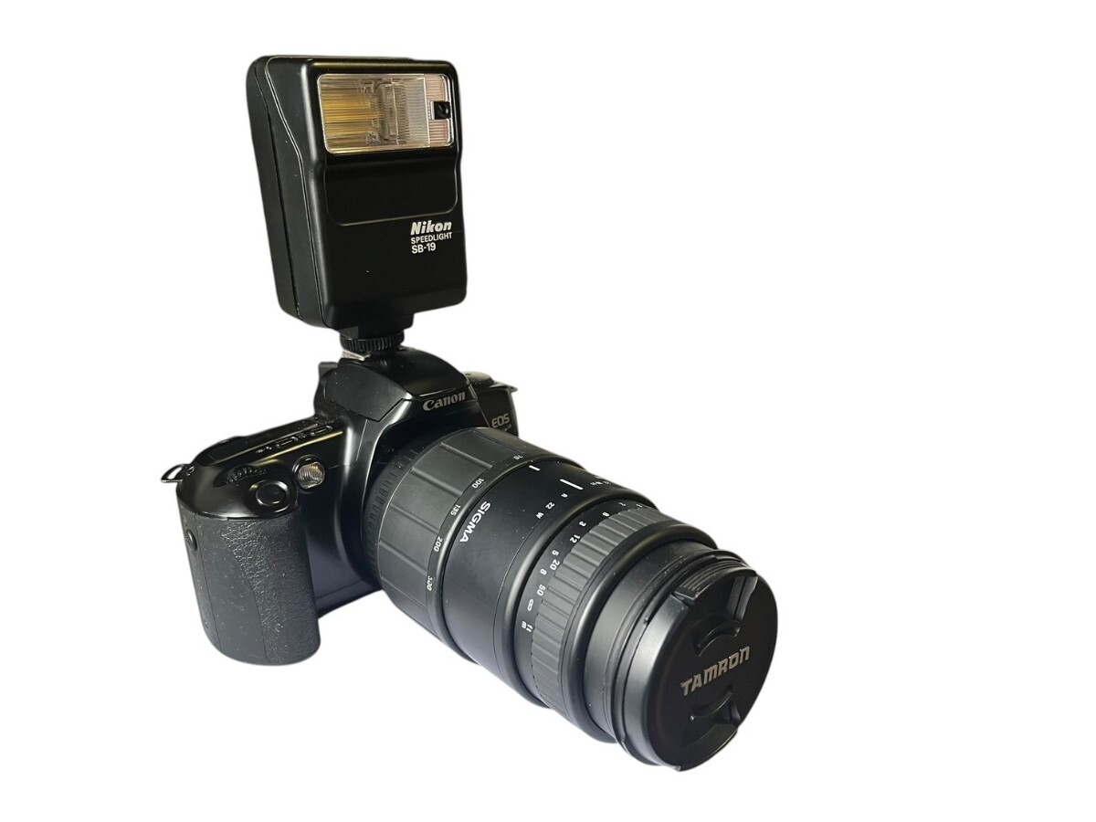 Canon EOS kiss 一眼レフ フィルムカメラ レンズ TAMARON 70-300mm SB-19 ストロボ