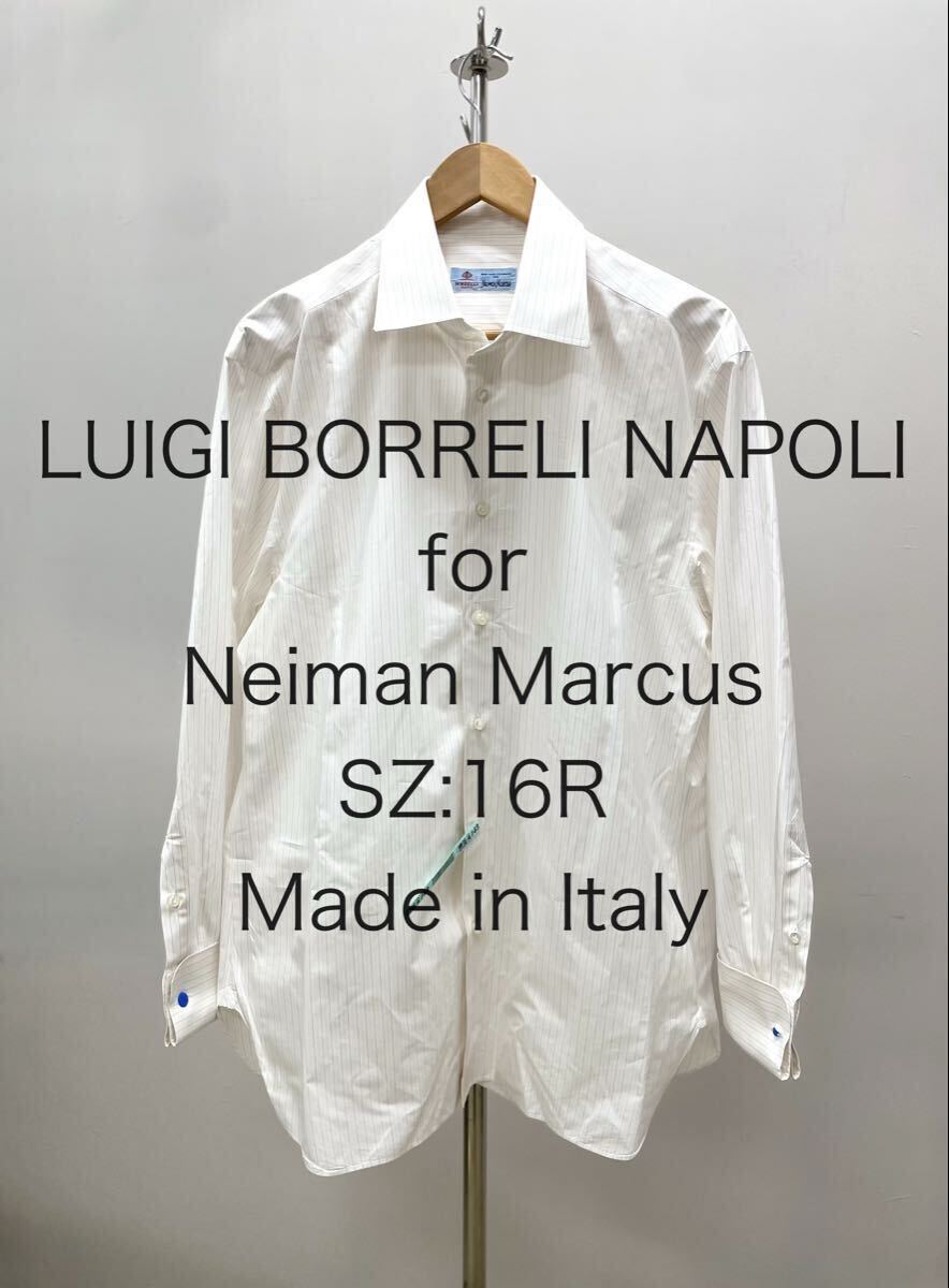Luigi borreliルイジ ボレッリItalyイタリア製 長袖 シャツ ストライプ16RメンズLニーマン マーカスbeamsビームス ドレスXLシャルべCharvet