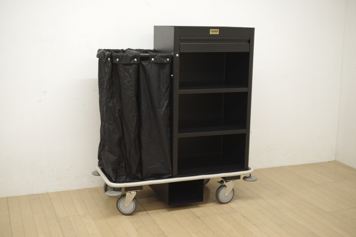 Forbes Industries ホテルリネンカート 業務用 ランドリーワゴン サービスカート 多目的 ダストカート付布袋 リネンカート ホテル清掃台車